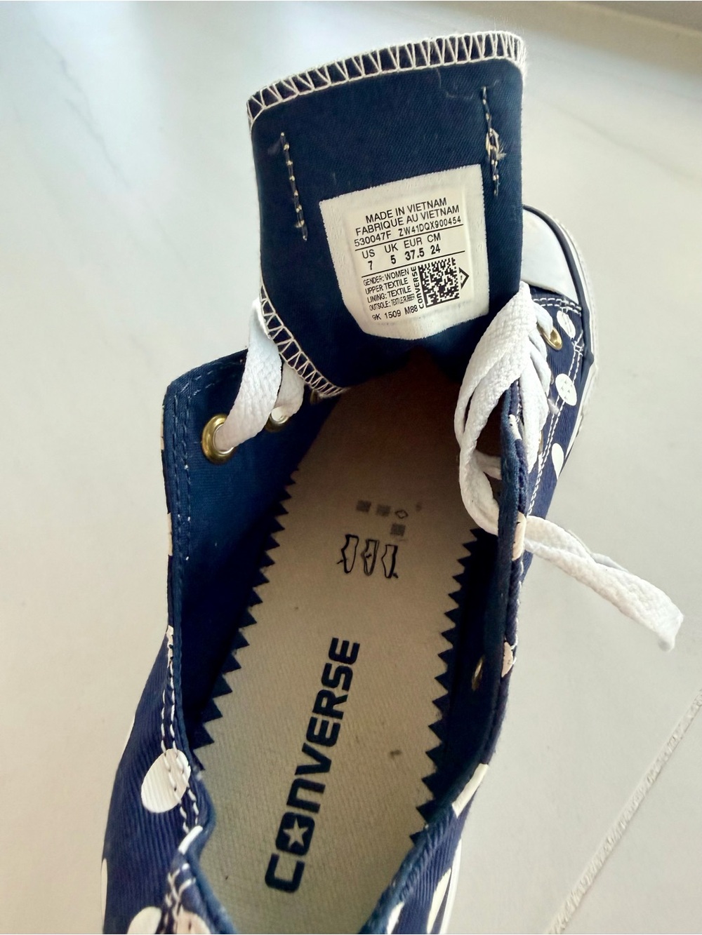 Brand new Converse Navy and White Polka Dot Low Top Sneakers - Picture 6 of 7